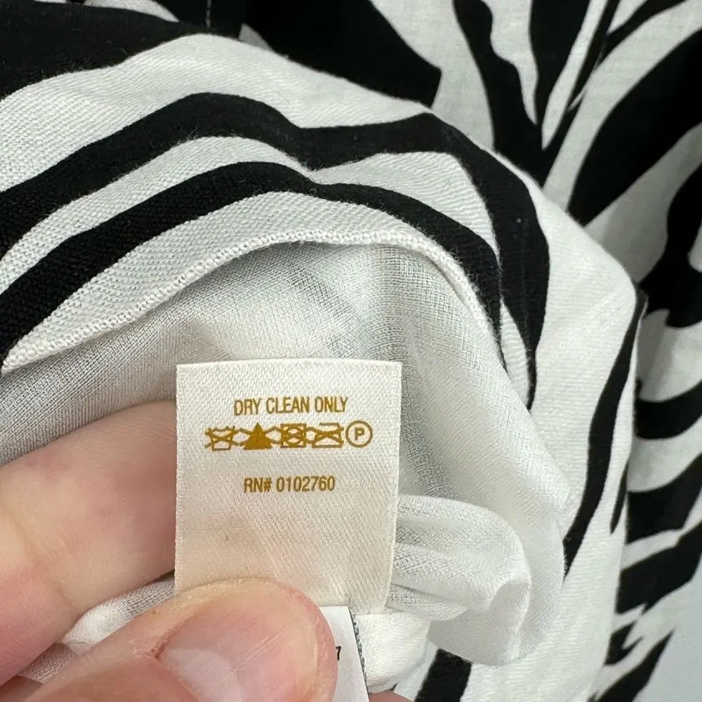 kate spade Black & White Zebra Print‎ Sleeveless Bow Front Dress Sz 4 Pockets